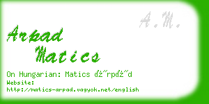 arpad matics business card